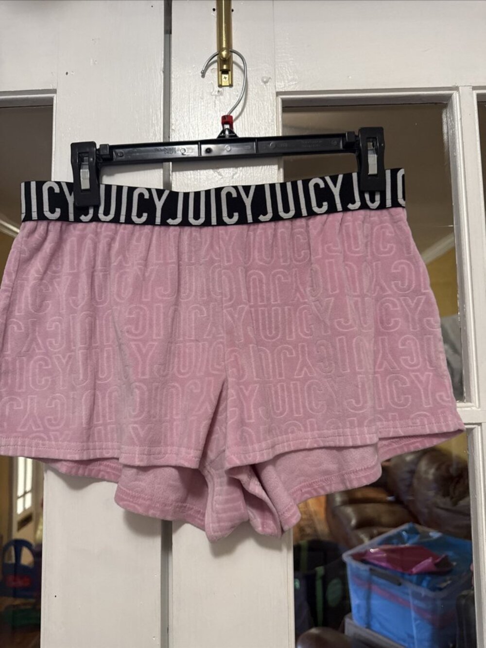 Juicy Couture Shorts Women's M Pink Velour Boxer Pajama Y2K Glamour Vintage 2000